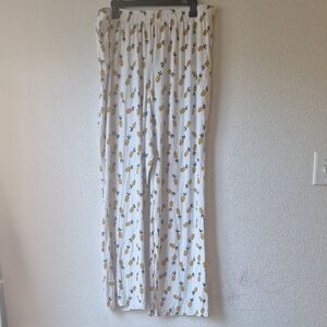 OLD NAVY Lounge Pants with Pineapple Print in Off White Cream & Black Size L